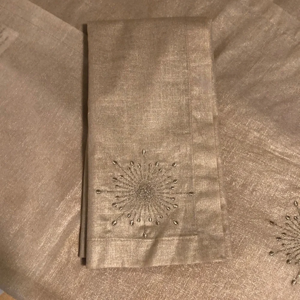 NEW Z Gallerie Gold Embroidered napkins set of 5